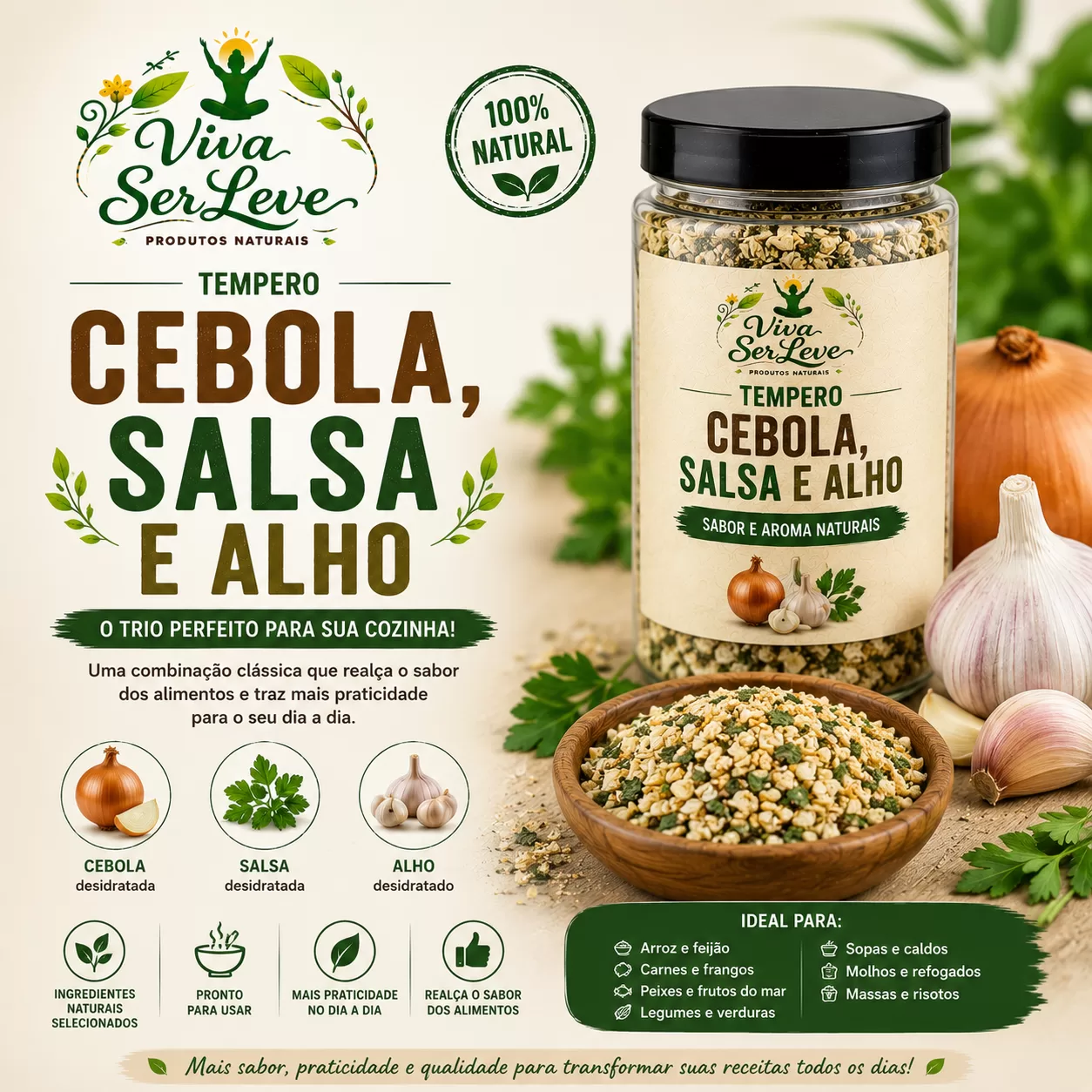 TEMPERO CEBOLA, SALSA E ALHO